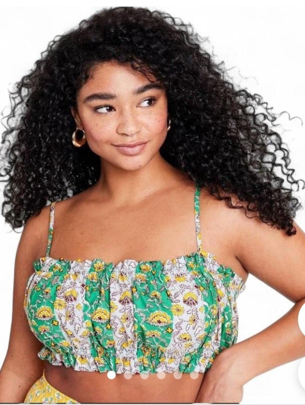 Rhode X Target Green And Yellow Abstract Floral Crop Top